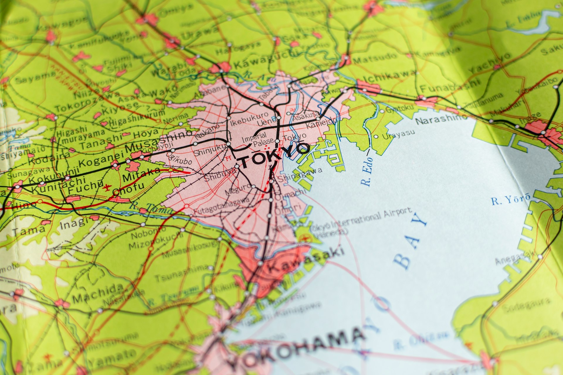 A close up of a map of the united states